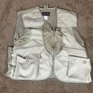 Fieldline Hunting Vest Men Large Khaki Mesh‎ Game Bag Quilted Shoulder